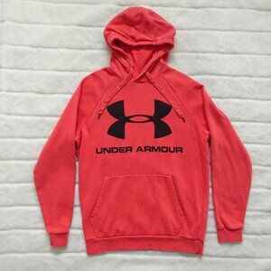 Under Armour Men's Hoodie Sweatshirt Medium Red Kangaroo Pocket Loose